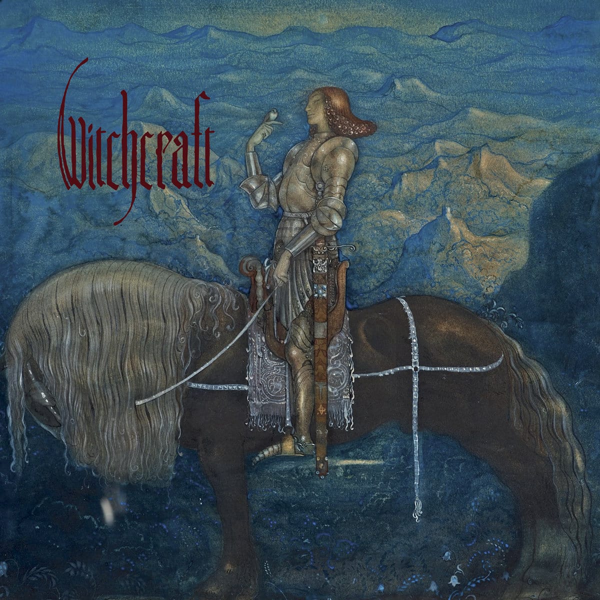 A knight on a horse with a blue background serves as the album cover art.