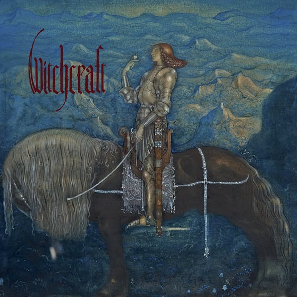 A knight on a horse with a blue background serves as the album cover art.